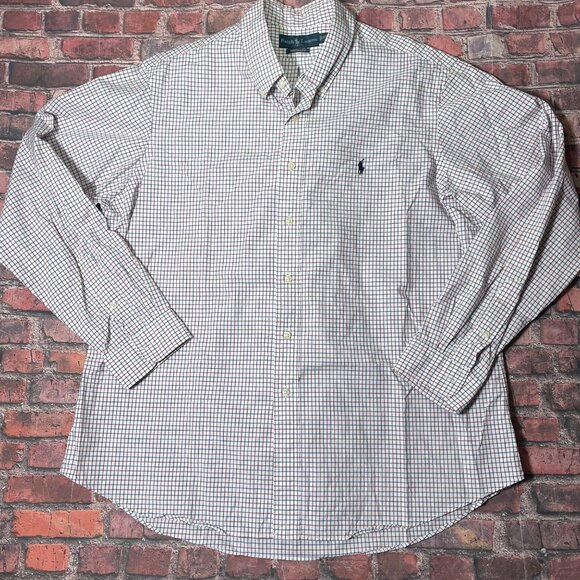 Polo Ralph Lauren Other - Polo Ralph Lauren XXL Custom Fit Oxford Shirt Red White Blue Plaid 100% Cotton